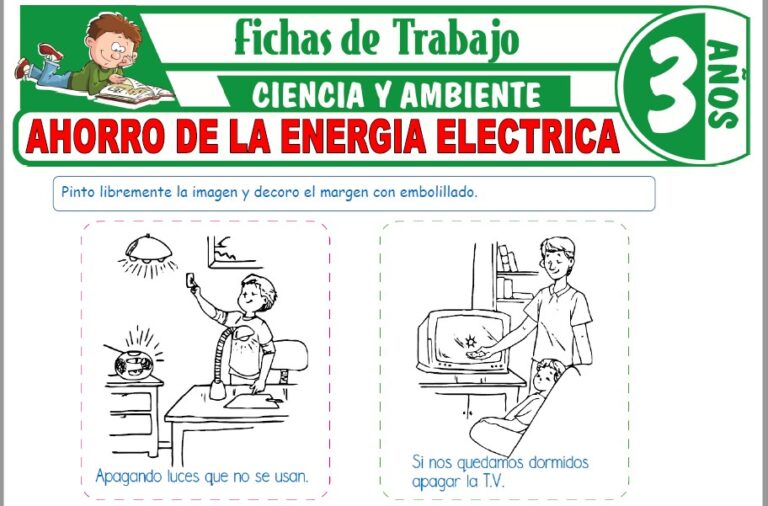 Ahorro de la energía eléctrica para Niños de Tres Años – Fichas