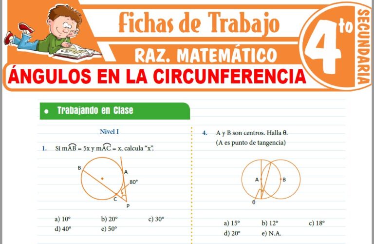 Ángulos en la circunferencia para Cuarto de Secundaria – Fichas