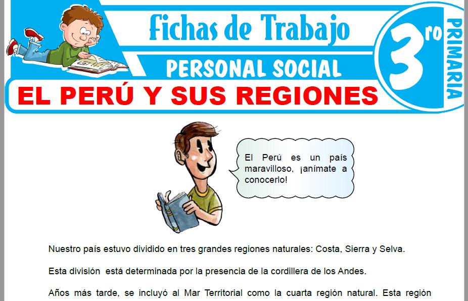 El Per Y Sus Regiones Para Tercero De Primaria Fichas De Trabajo   El Perú Y Sus Regiones Para Tercer Grado De Primaria 