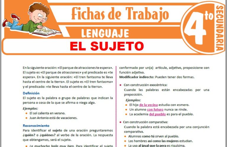 Lenguaje para Cuarto de Secundaria – Fichas de Trabajo