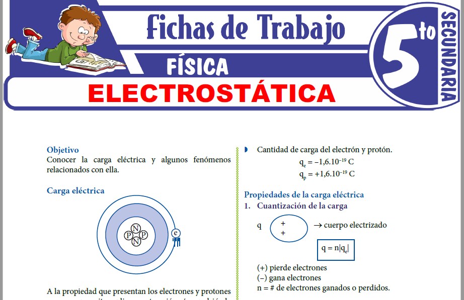 Modelos de la Ficha de Electrostática para Quinto de Secundaria