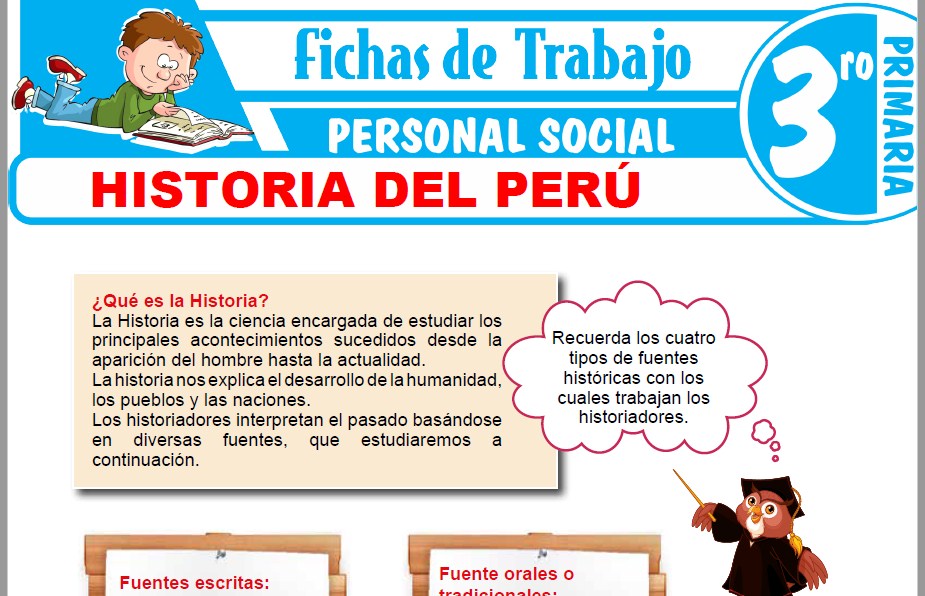 Modelos de la Ficha de Historia del Perú para Tercero de Primaria
