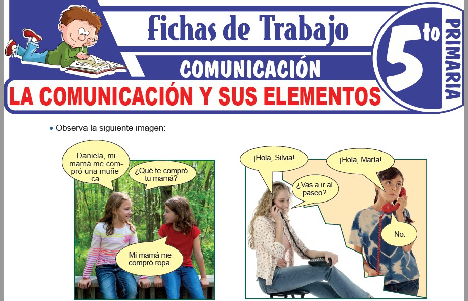 Modelos de la Ficha de La comunicación y sus elementos para Quinto de Primaria