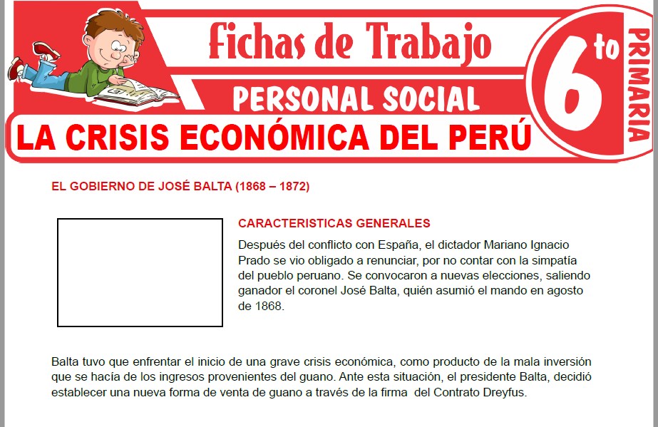 Modelos de la Ficha de La crisis económica del Perú para Sexto de Primaria