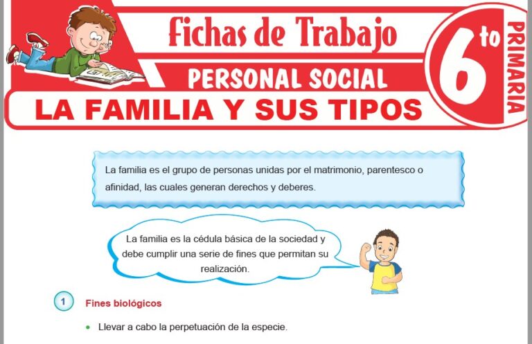 La familia y sus tipos para Sexto de Primaria – Fichas de Trabajo