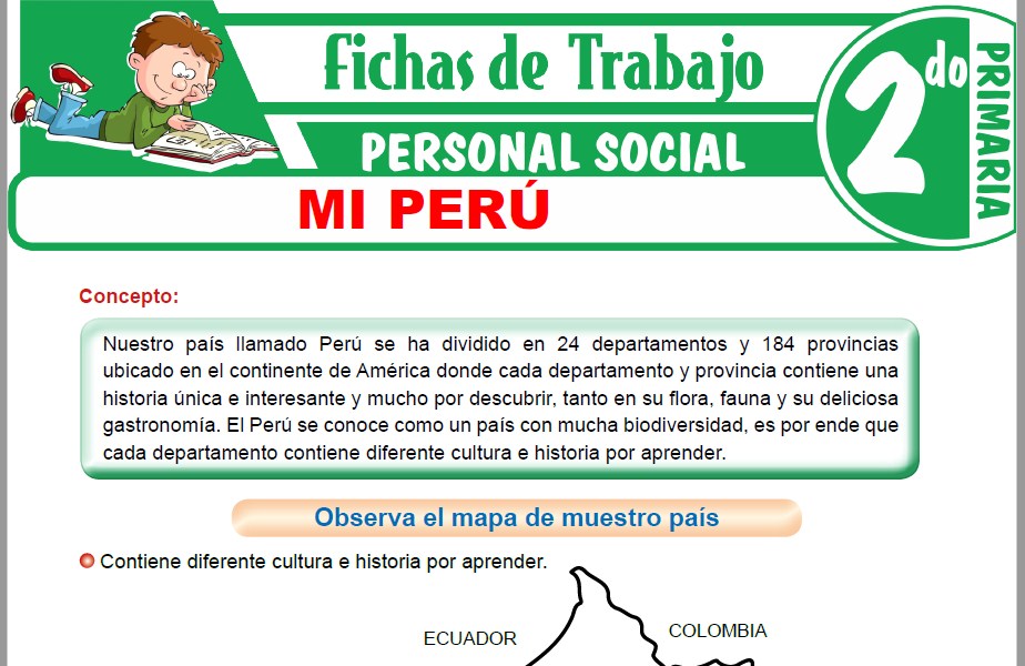 Modelos de la Ficha de Mi Perú para Segundo de Primaria