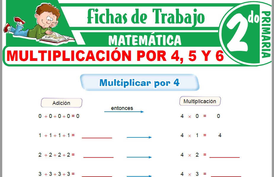 Modelos de la Ficha de Multiplicación por 4, 5 y 6 para Segundo de Primaria
