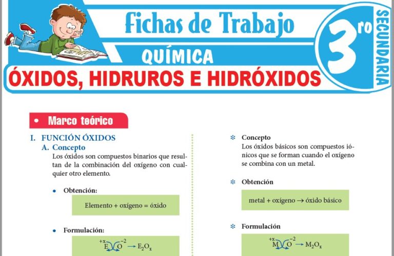 Óxidos, hidruros e hidróxidos para Tercero de Secundaria – Fichas