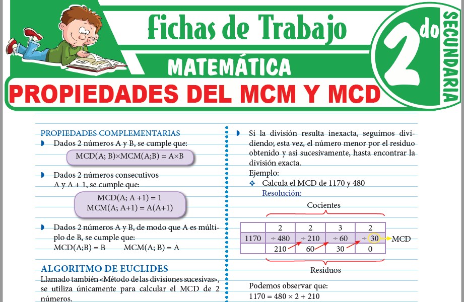 Modelos de la Ficha de Propiedades del MCM y MCD para Segundo de Secundaria