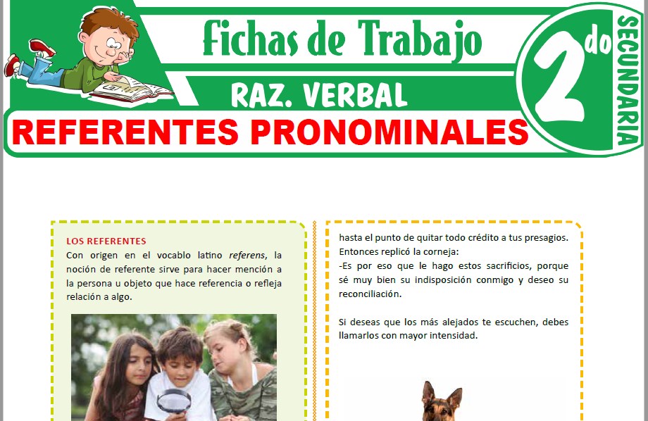 Modelos de la Ficha de Referentes pronominales para Segundo de Secundaria
