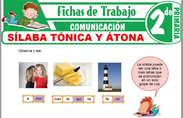 Sílaba tónica y átona para Segundo de Primaria – Fichas de Trabajo